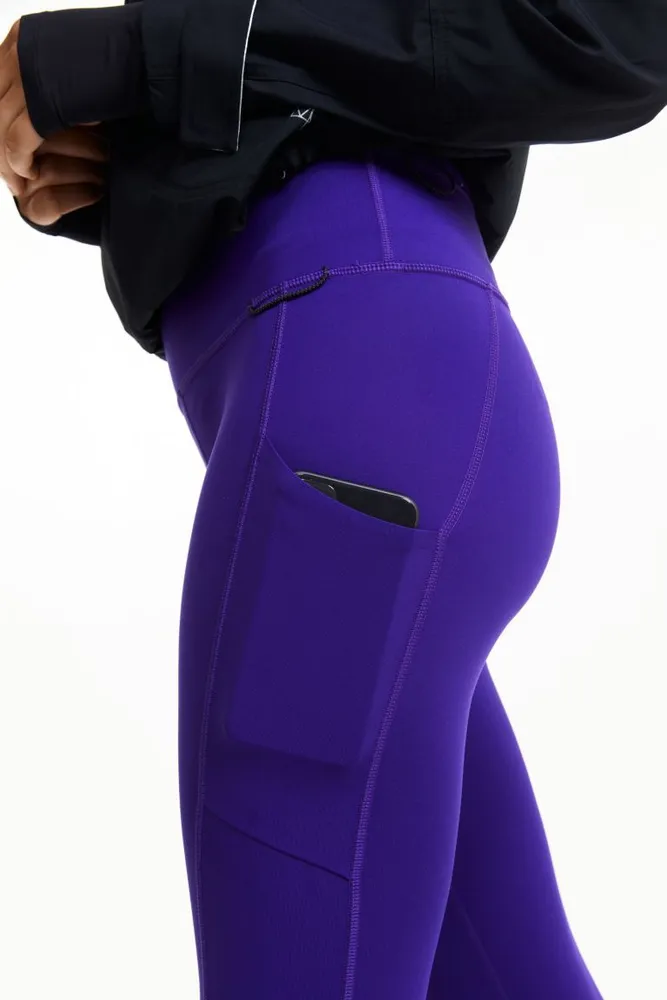 DryMove™ Warm pocket-detail sports tights - Navy blue - Ladies