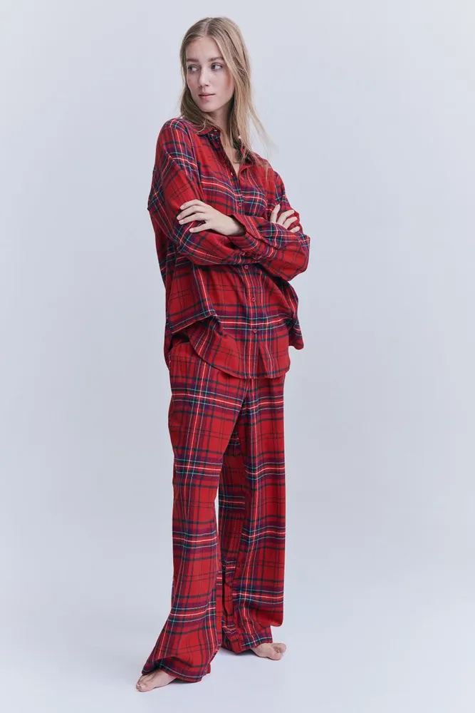 Victoria's Secret Red Plaid Lightweight Flannel Pajama Set - Large