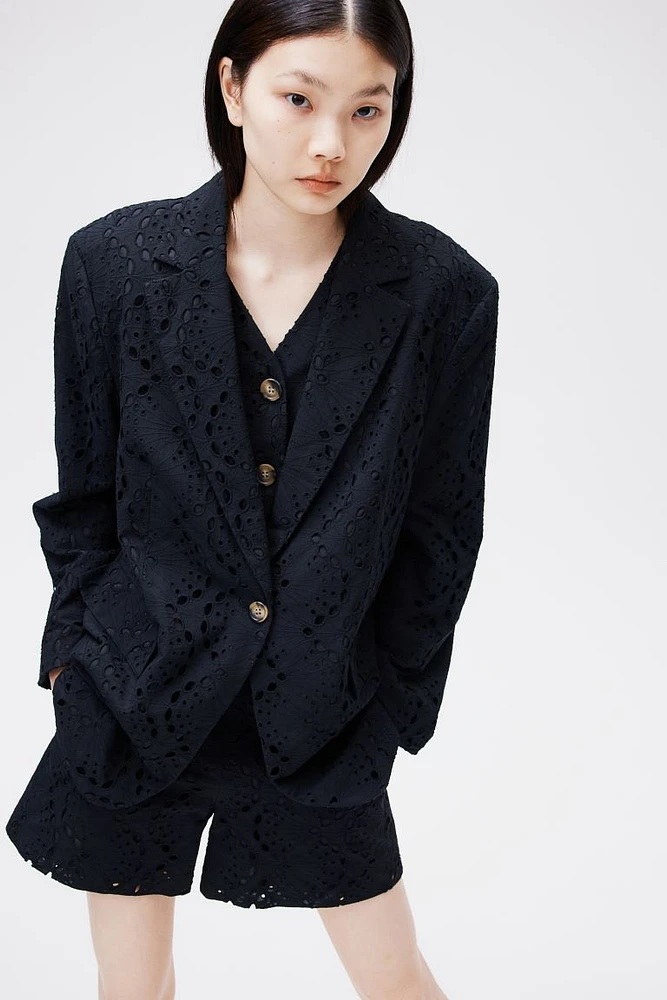 Oversized Jacket with Eyelet Embroidery