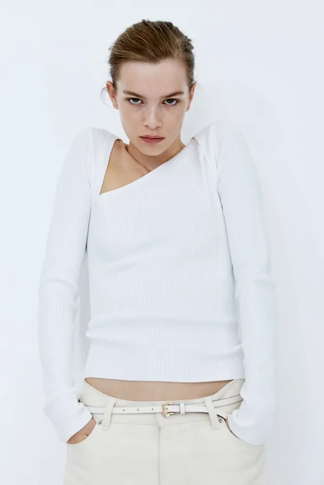 Sweater with Asymmetric Neckline