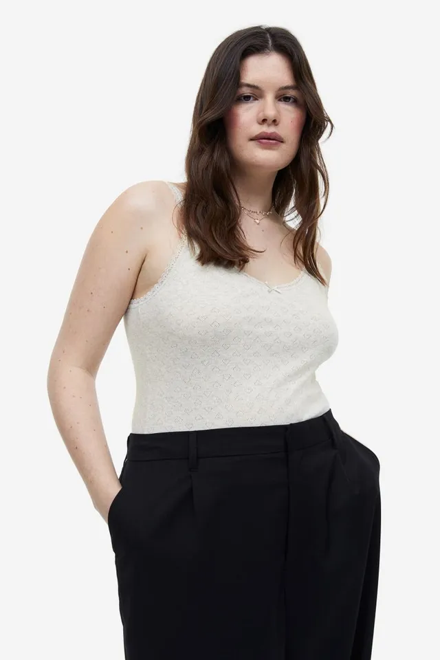 H&M+ Lace-trimmed Pointelle Tank Top