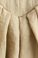 Crinkled Dress with Pleated Skirt