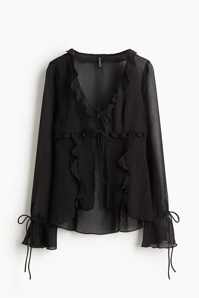 Chiffon Blouse with Flounces