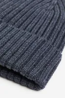 Rib-knit Wool Beanie