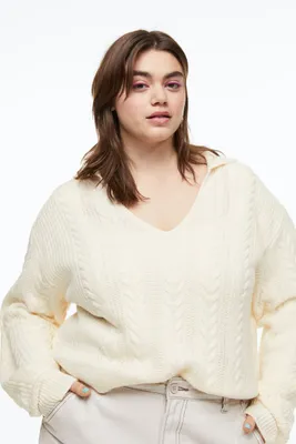 H&M+ Collared Cable-knit Sweater