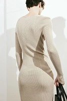 Square-neck Rib-knit Dress