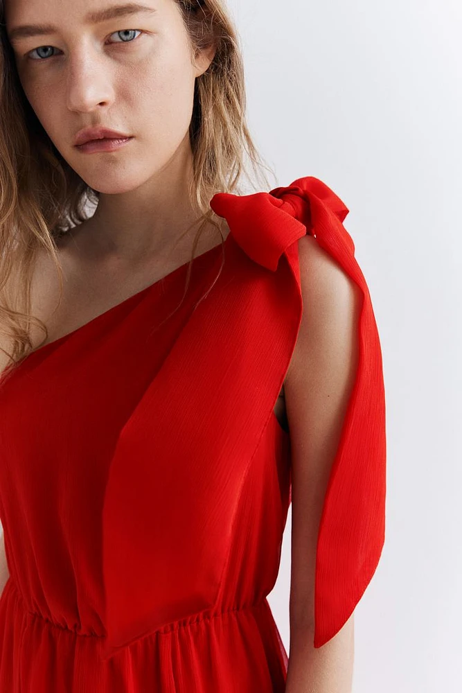 Bow-detail One-shoulder Dress