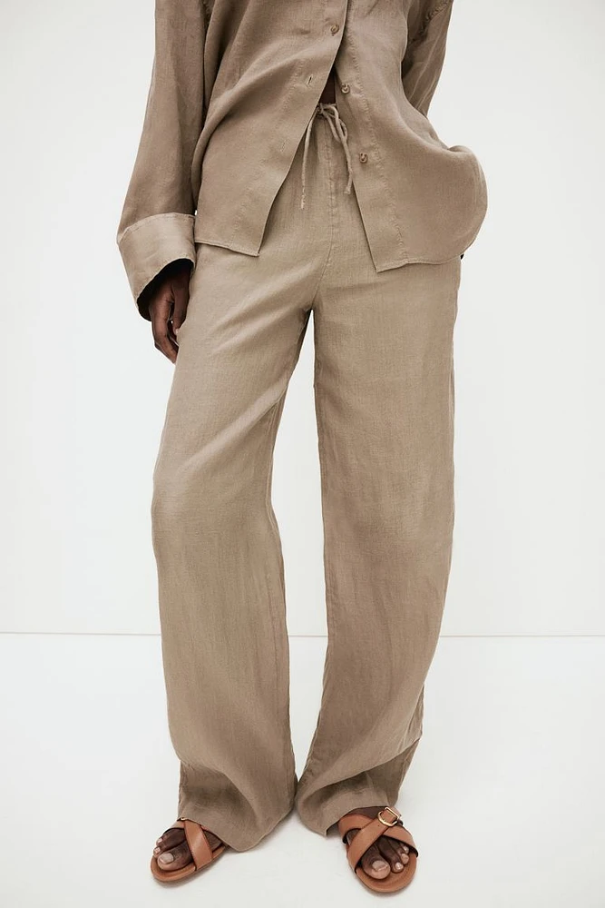 Wide-leg Linen Pants