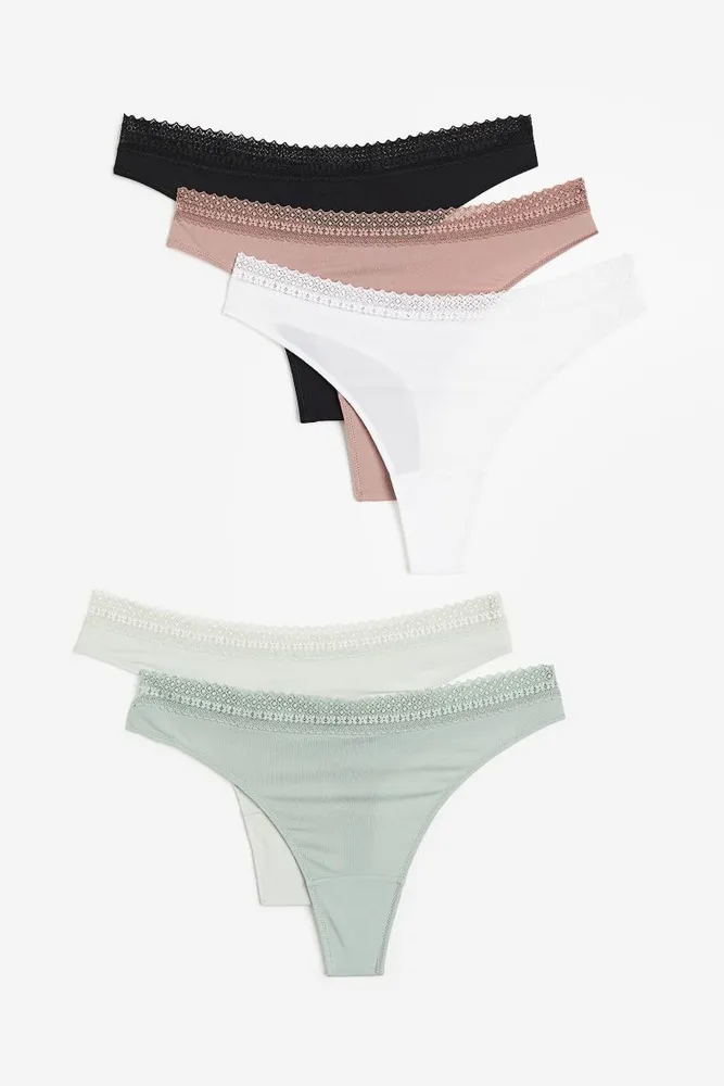 Lace & Microfiber Thong Panty