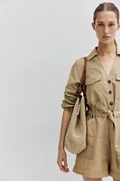 Linen-blend Cargo Romper