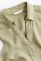 Sleeveless Linen-blend Shirt