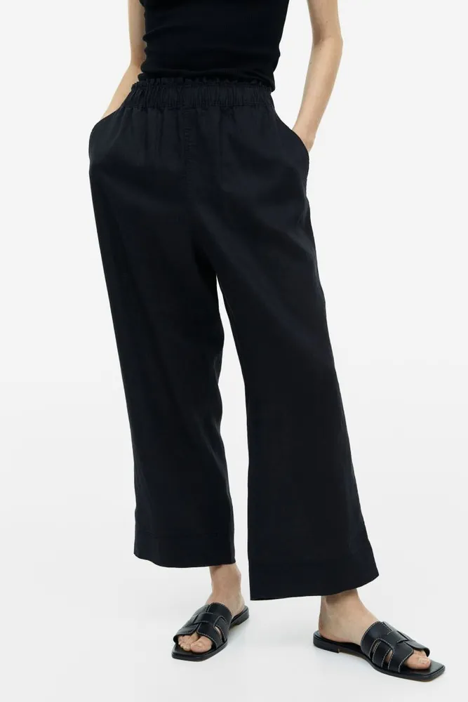 Mrat Black Work Pants Women Full Length Pants Ladies Solid Cotton Linen  Ankle-Length Pants Pokets Casual Elastic Trousers Long Pants Trousers  Female Pants Outdoor Khaki L 