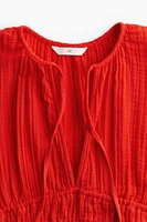 Tie-detail Muslin Dress