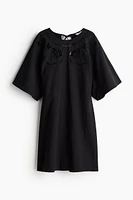 Linen-blend Dress with Eyelet Embroidery