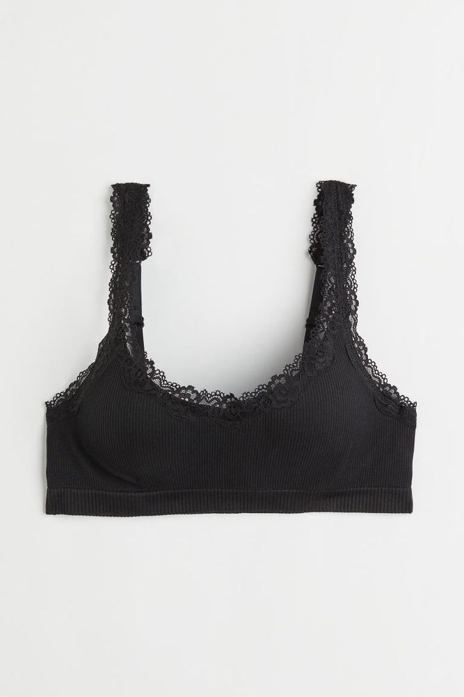 Seamless Lace Trim Scoop Padded Bralette