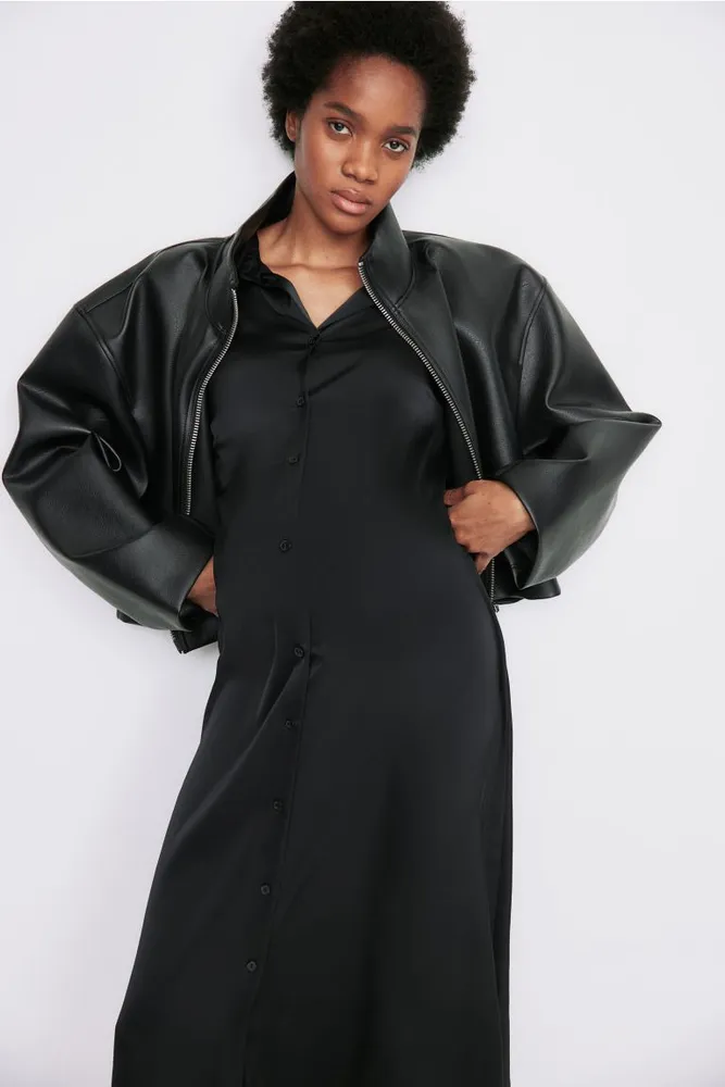 MAMA Crinkled Nursing Dress - Black - Ladies