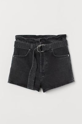 Denim Paper-bag Shorts