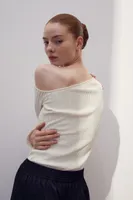 Rib-knit One-shoulder Top