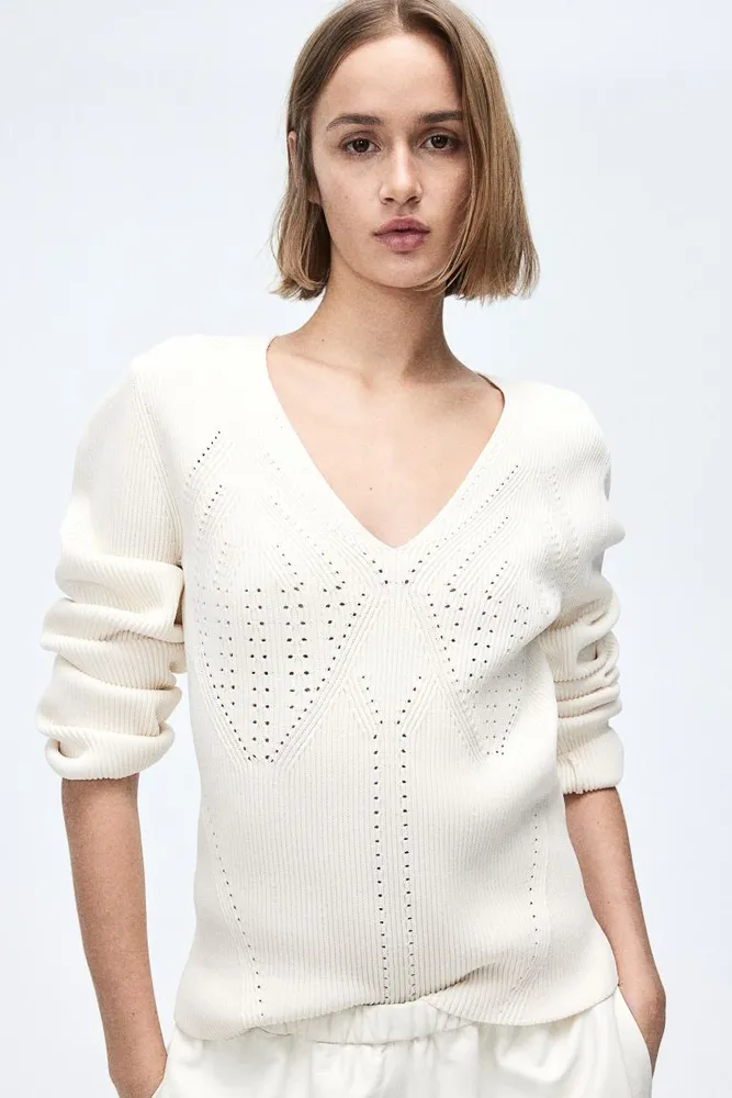 Pointelle-knit Sweater