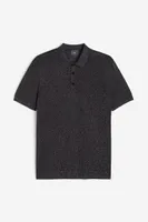 Slim Fit Glittery Fine-knit Polo Shirt