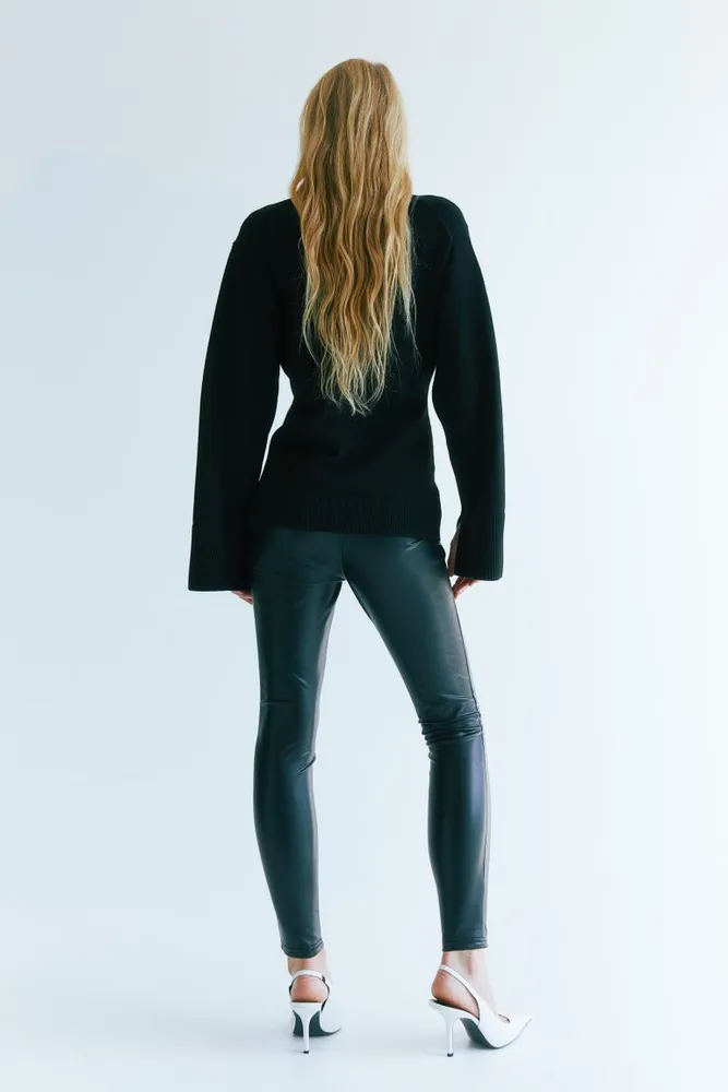 H&M Coated Crease-front Leggings