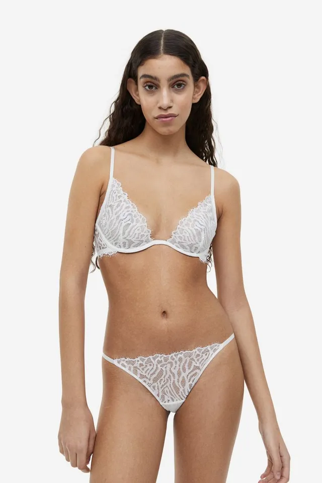 Gilly Hicks lace racerback triangle cup bralette in white