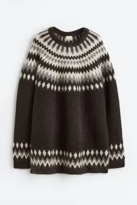 Mohair-blend Jacquard-knit Sweater