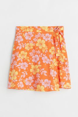 Patterned Wrap-front Skirt