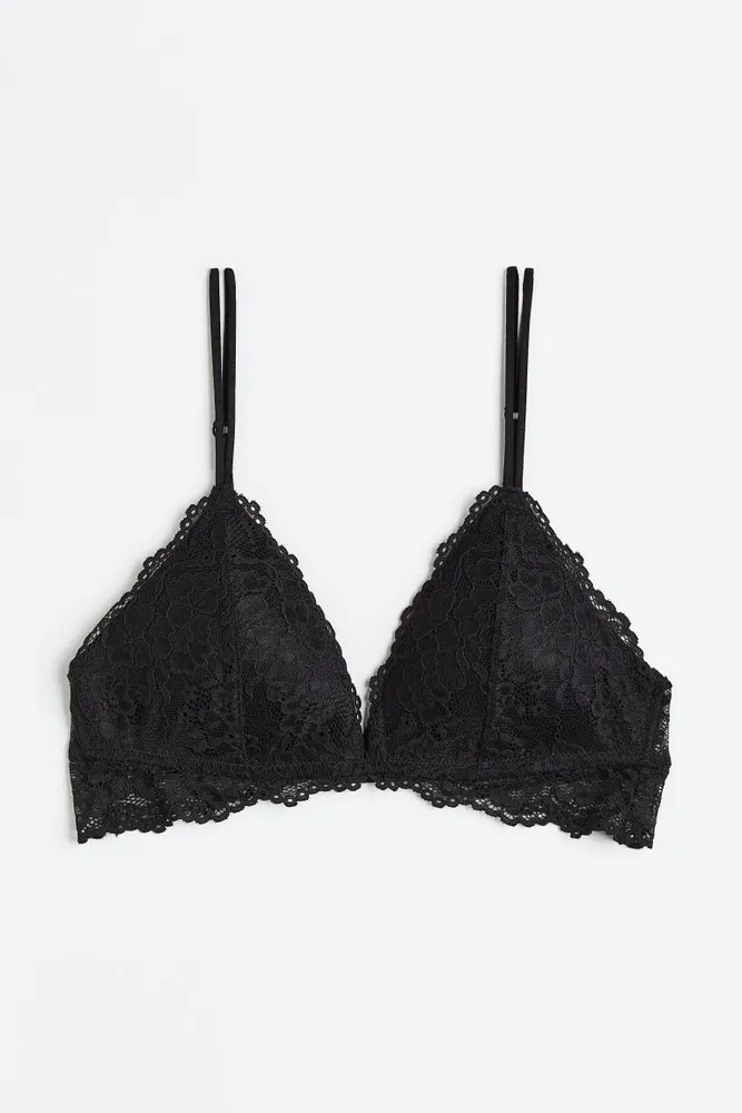 H & M - Padded underwired lace bra - Black, Compare