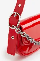 Chain-detail Coated Shoulder Bag