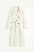 Linen-blend Trench Coat