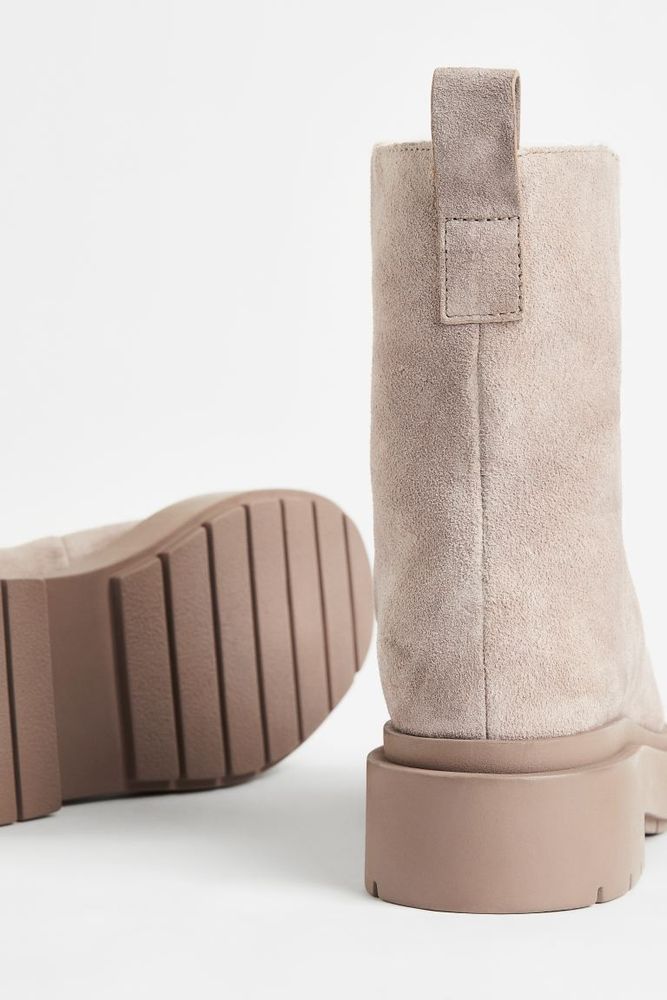 Faux Shearling-lined Leather Boots