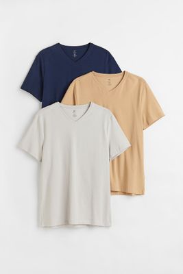 3-pack Slim Fit V-neck T-shirts