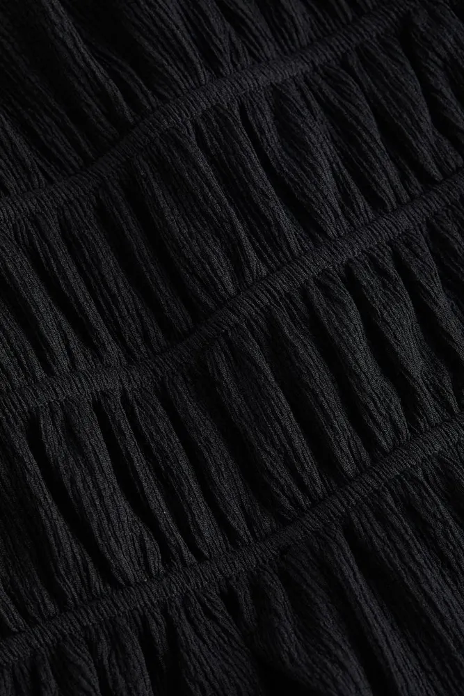 Ladies - Black Crinkled Jersey Romper - Size: XXS - H&M