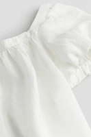 Balloon-sleeved Linen Dress