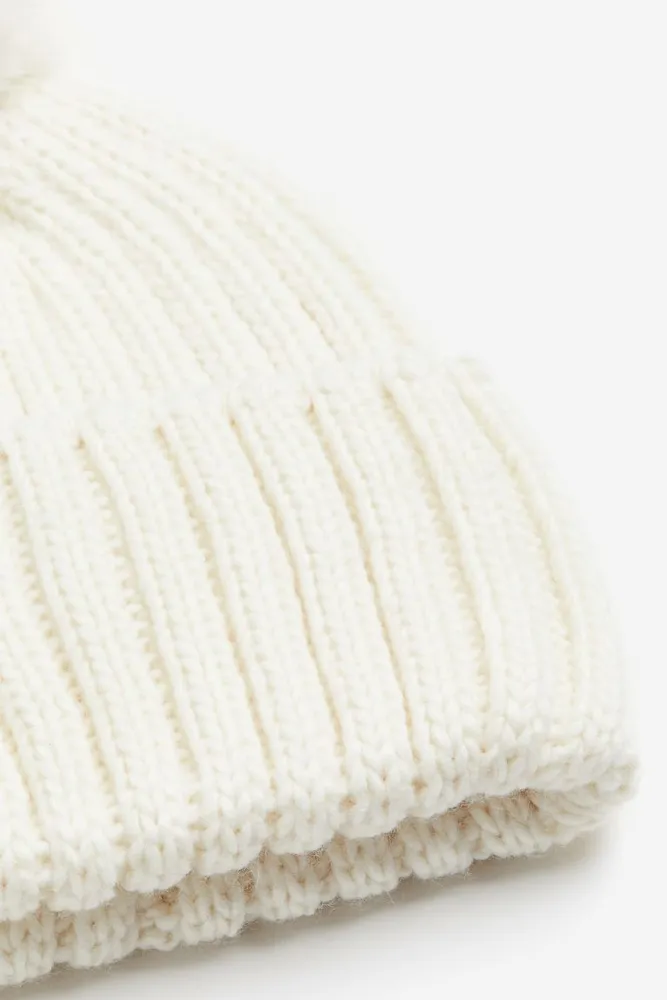 Rib-knit Pompom Hat