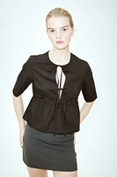 Tie-front Poplin Blouse