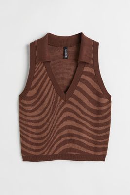 Knit Sweater Vest with Collar