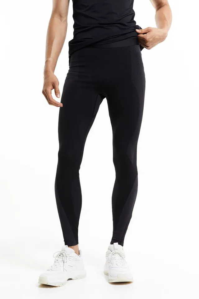 DryMove™ Seamless Jacquard-knit Sports Leggings - Dark gray