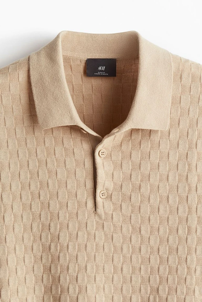 Slim Fit Textured-knit Polo Shirt