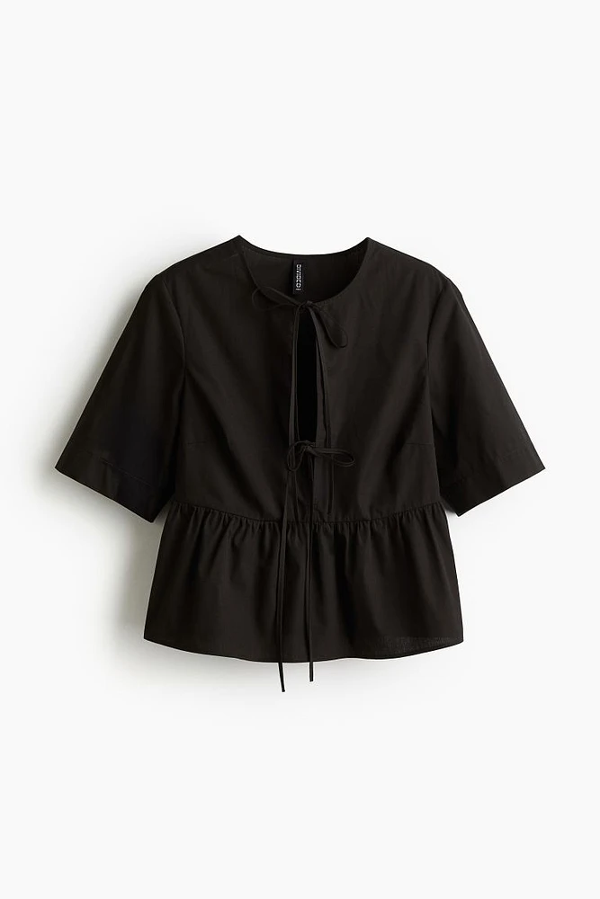 Tie-front Poplin Blouse