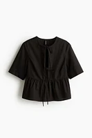 Tie-front Poplin Blouse