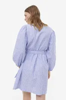 Linen-blend Wrap Dress