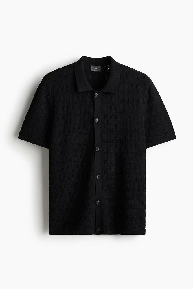 Regular Fit Pointelle-knit Shirt