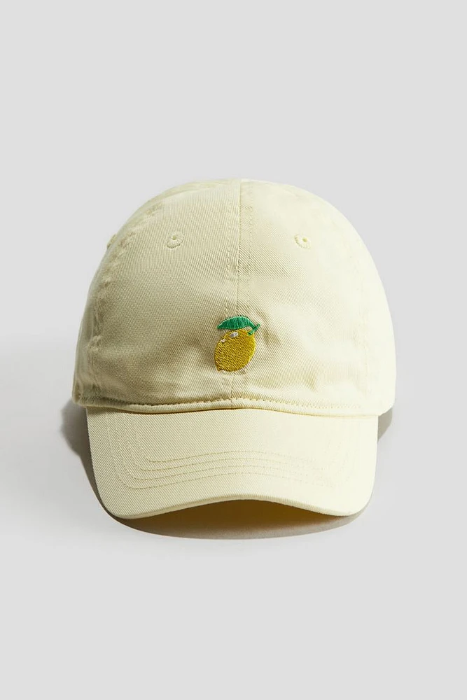 Embroidered-motif Cotton Cap