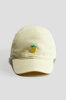 Embroidered-motif Cotton Cap