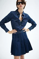 Pleated Denim Skirt