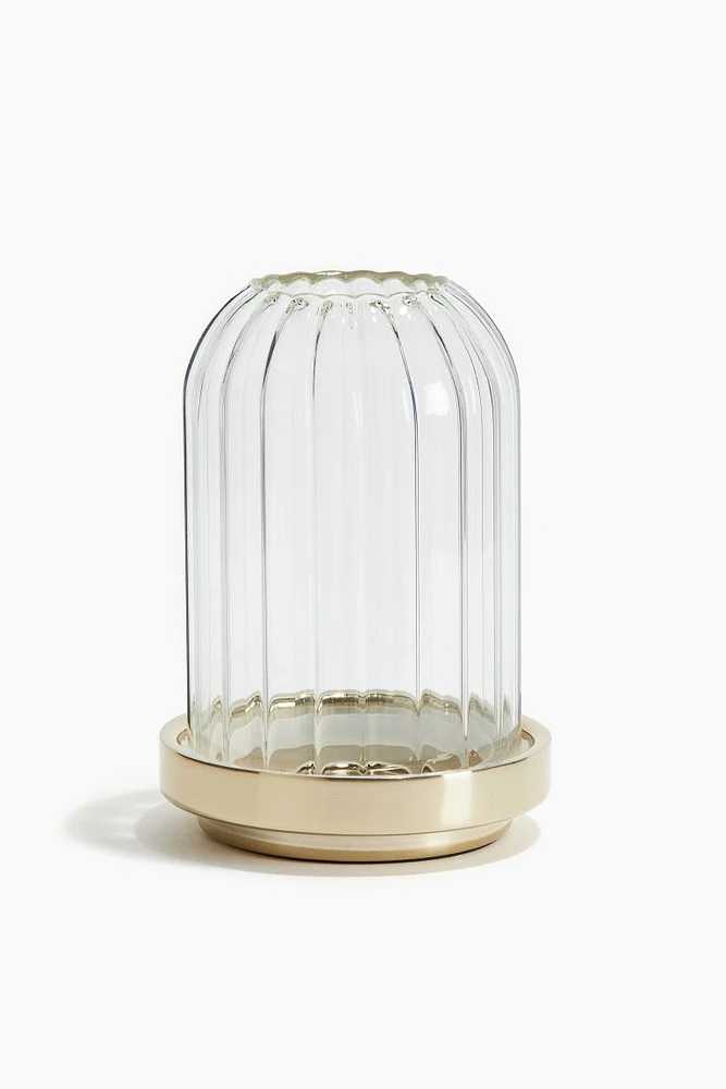 Candle Lantern in Clear Fluted Glass