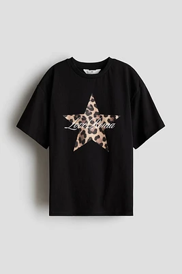 Oversized T-shirt with Printed Motif