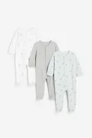 3-pack Cotton Pajama Jumpsuits